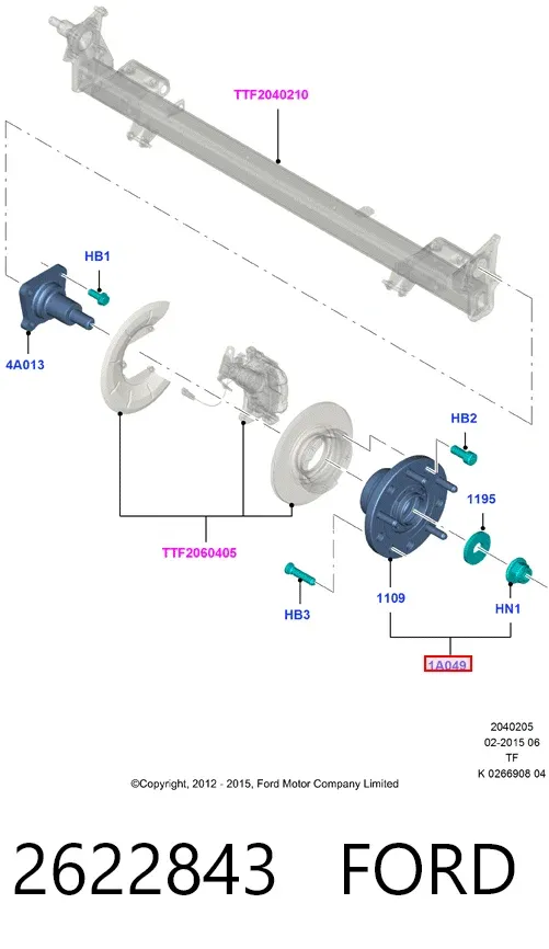 Piasta tylna 2622843 Ford