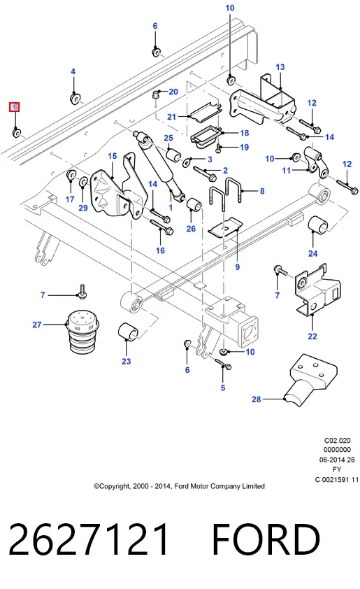 Śruba (nakrętka) mocowania 2627121 Ford