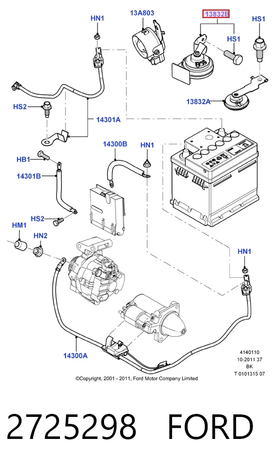 Sygnał dźwiękowy (klakson) 2725298 Ford