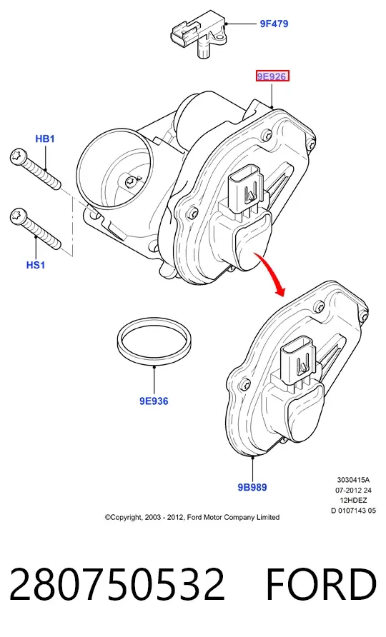 Przepustnica, komplet 280750532 Ford