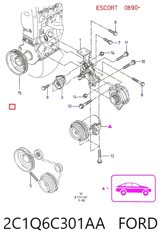 Pas napędowy mechanizmów 2C1Q6C301AA Ford