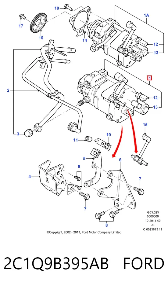 Pompa wtryskowa wysokiego ciśnienia 2C1Q9B395AB Ford