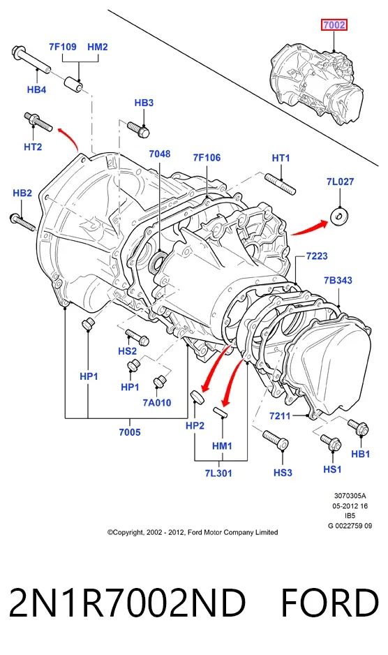 Mechaniczna skrzynia biegów w komplecie 2N1R7002ND Ford