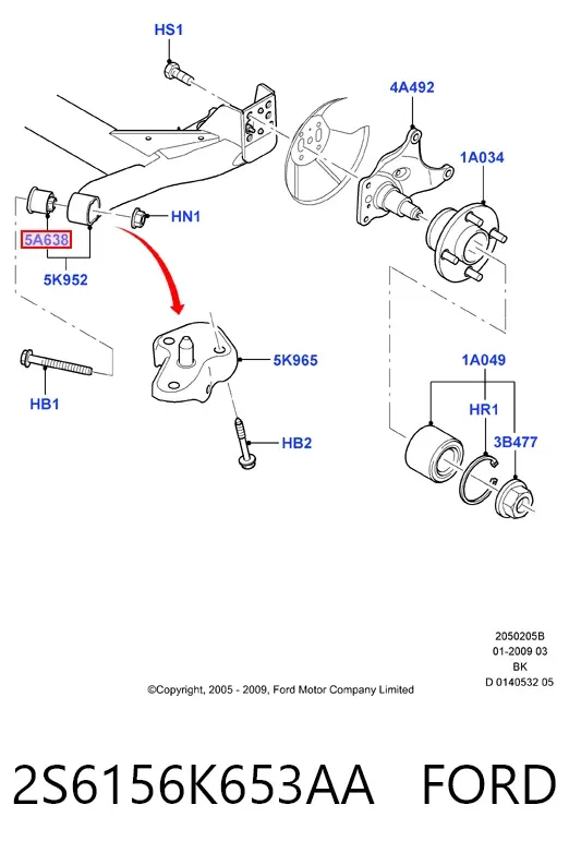 Silentblock tylnej belki 2S6156K653AA Ford