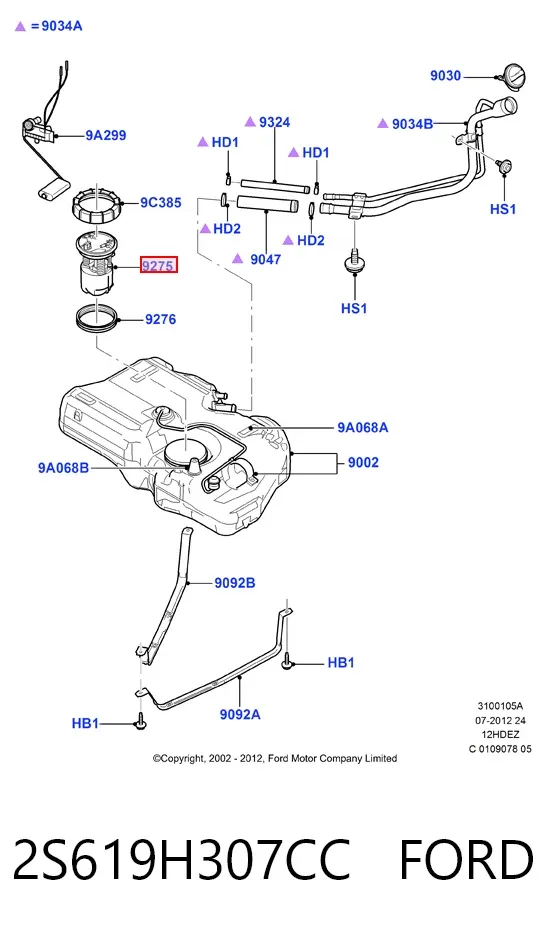 Moduł pompy paliwowej z czujnikiem poziomu paliwa 2S619H307CC Ford