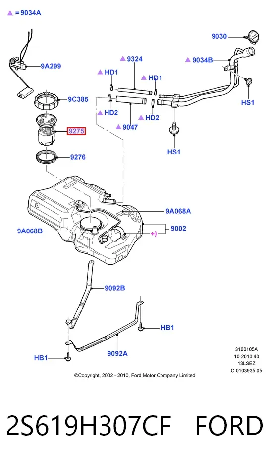 Moduł pompy paliwowej z czujnikiem poziomu paliwa 2S619H307CF Ford