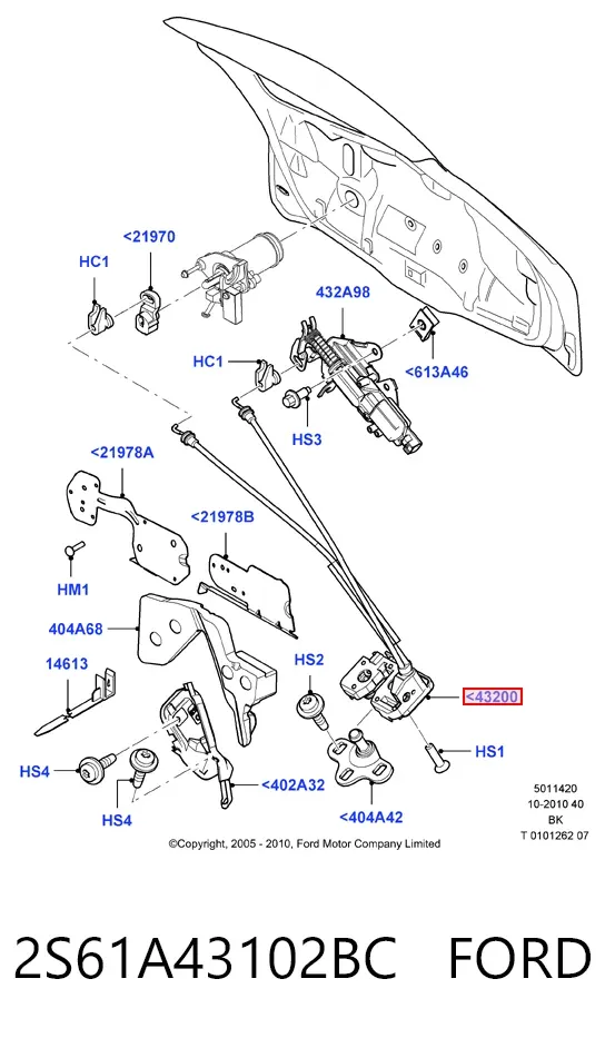 Zamek klapy bagażnika (3/5 drzwi tylnych) 2S61A43102BC Ford