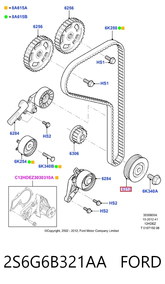 Koło pasowe wału korbowego 2S6G6B321AA Ford