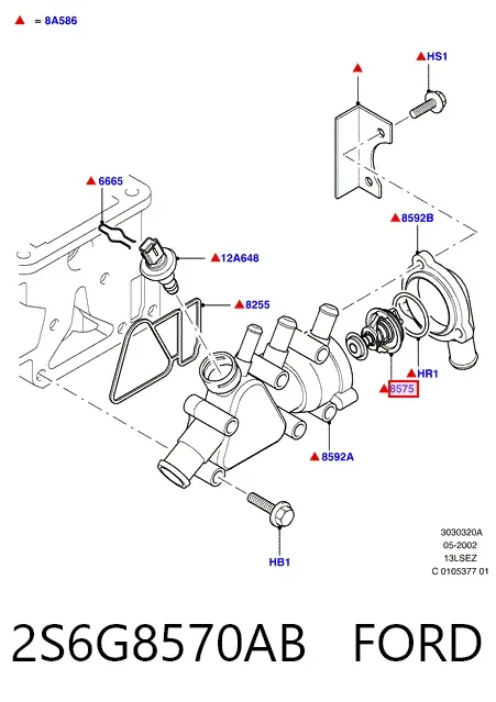 Termostat 2S6G8570AB Ford