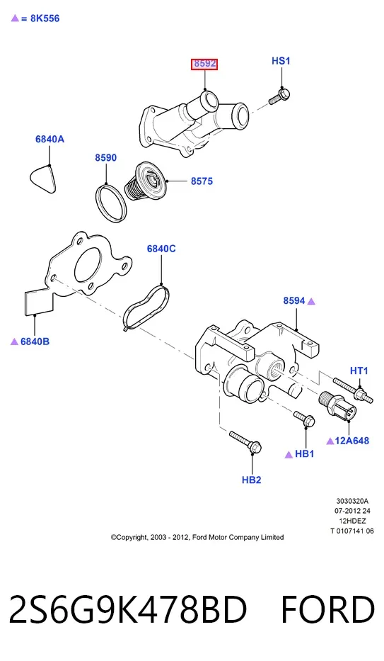 Obudowa termostatu 2S6G9K478BD Ford