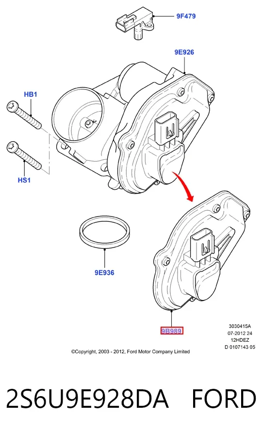 Czujnik położenia przepustnicy (potencjometr) 2S6U9E928DA Ford