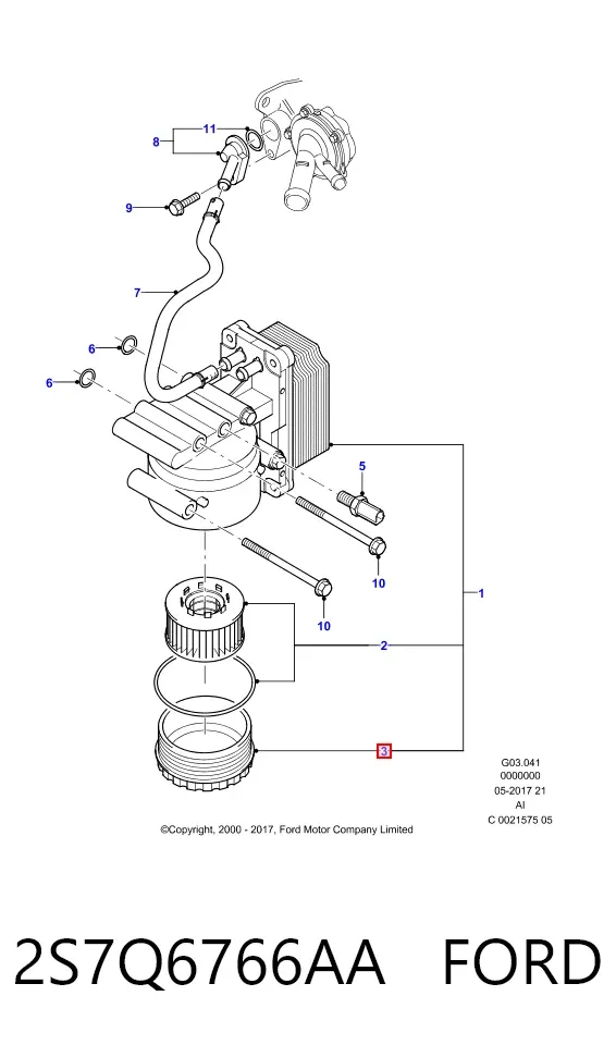 Pokrywa filtra oleju 2S7Q6766AA Ford