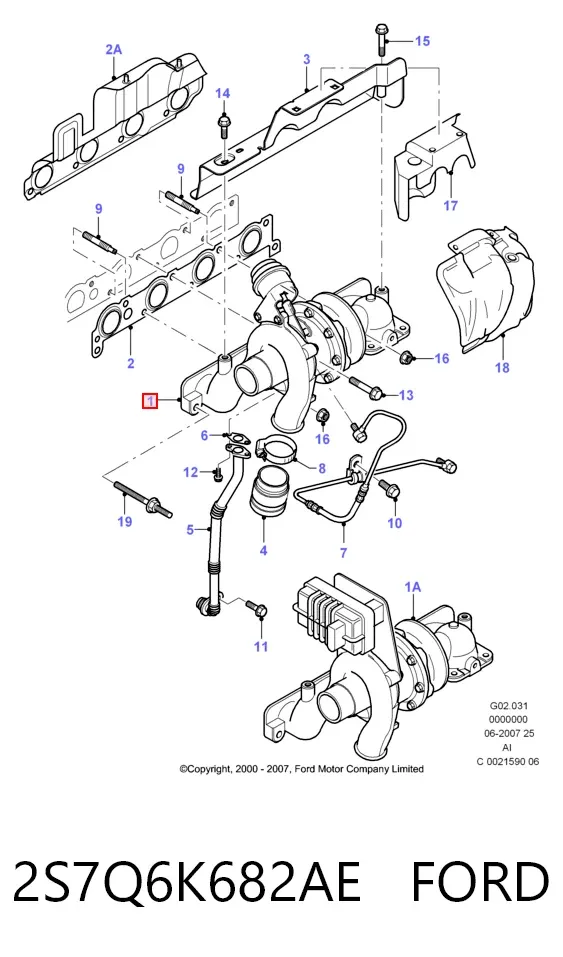 Turbina 2S7Q6K682AE Ford