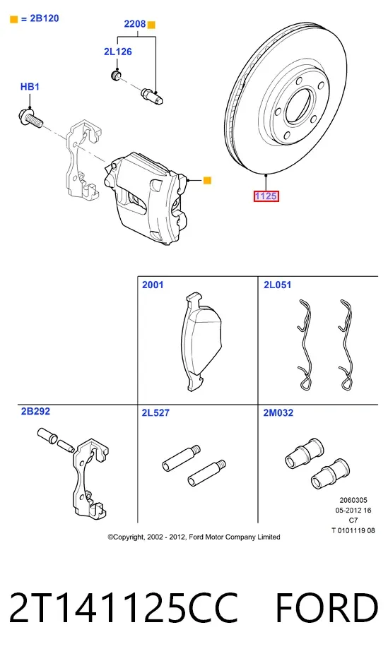 Tarcza hamulcowa przednia 2T141125CC Ford