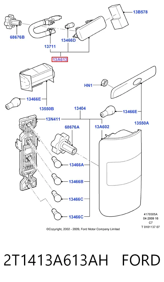 Lampa stop tylna dodatkowa Ford Connect TC7