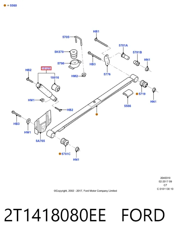 Amortyzator tylny 2T1418080EE Ford