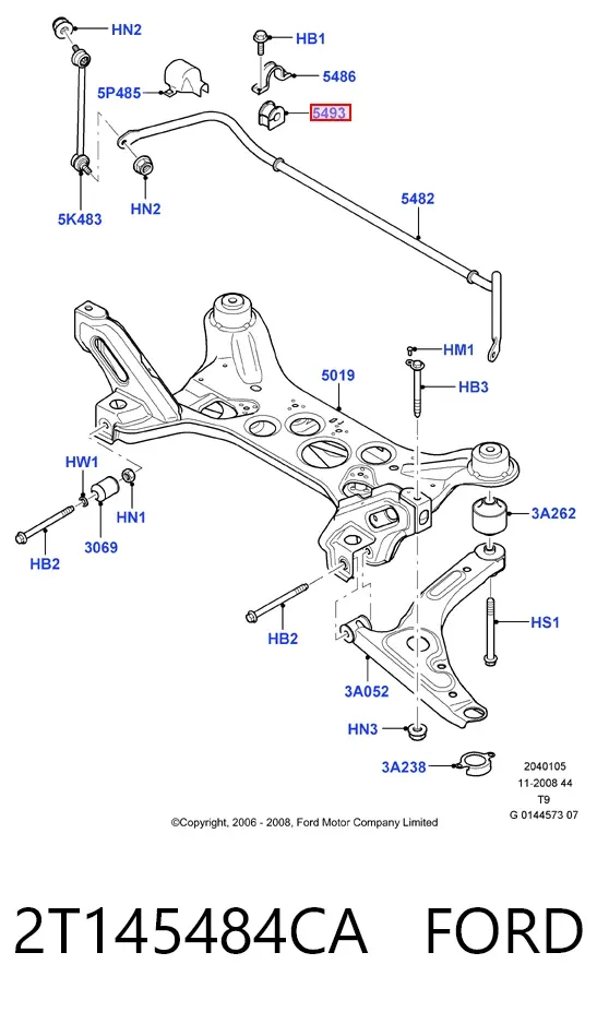 Tuleja stabilizatora przedniego 2T145484CA Ford