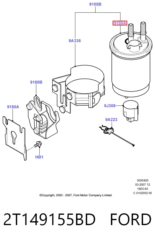 Filtr paliwa 2T149155BD Ford