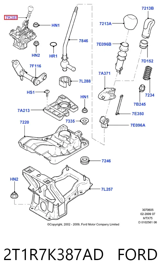 Mechanizm zmiany biegów (cięgno) Ford Connect TC7