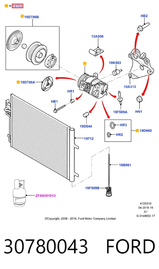 Sprężarka klimatyzacji 30780043 Ford