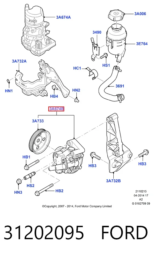 Pompa wspomagania hydraulicznego kierownicy 31202095 Ford