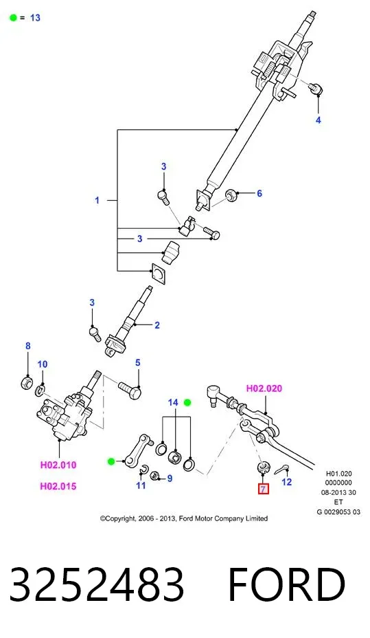 Nakrętka sworznia wahacza zawieszenia przedniego 3252483 Ford