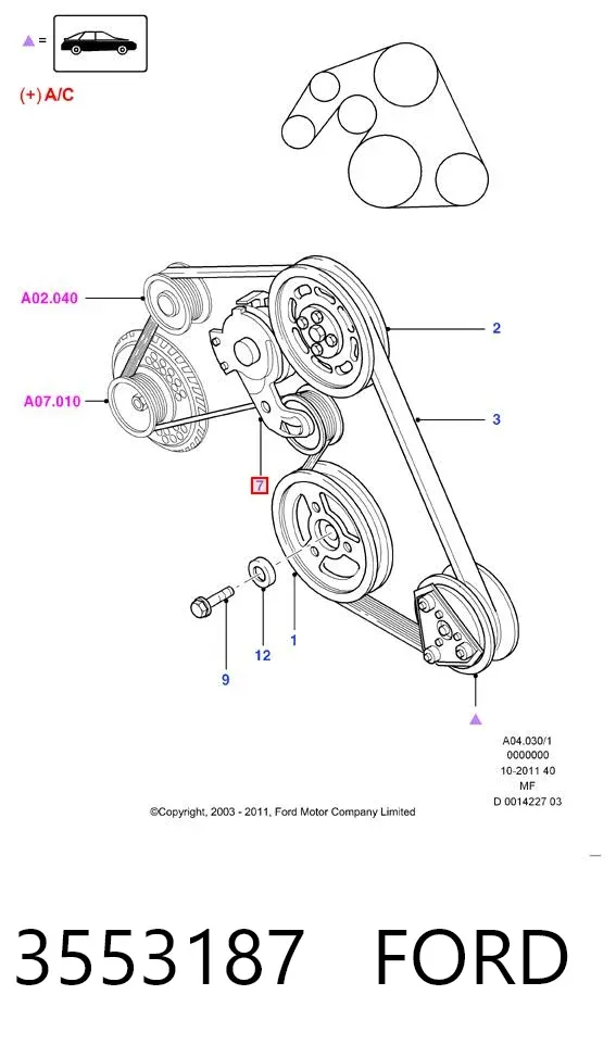 Napinacz paska napędowego 3553187 Ford