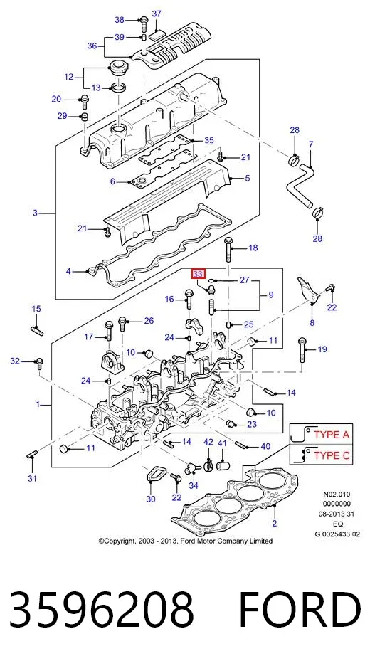Uszczelniacz zaworu dolotowego/wylotowego Ford Ranger ET