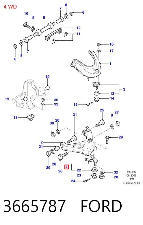 Sworzeń wahacza dolny 3665787 Ford