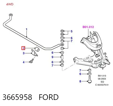 Tuleja stabilizatora przedniego 3665958 Ford