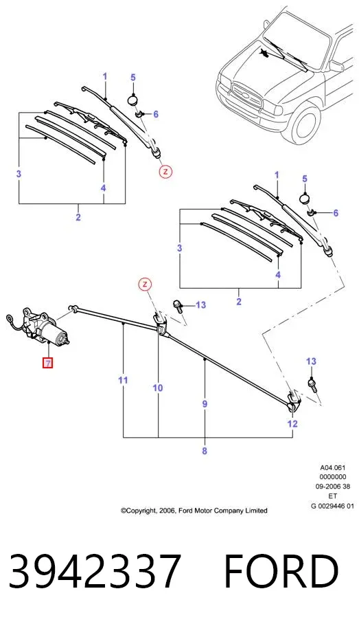 Silniczek wycieraczki szyby przedniej Ford Ranger EQ