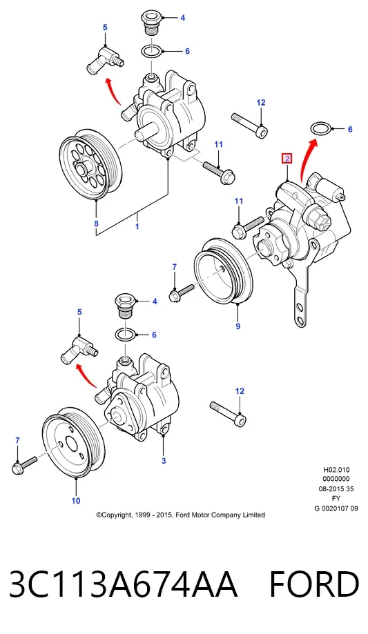 Pompa wspomagania hydraulicznego kierownicy 3C113A674AA Ford