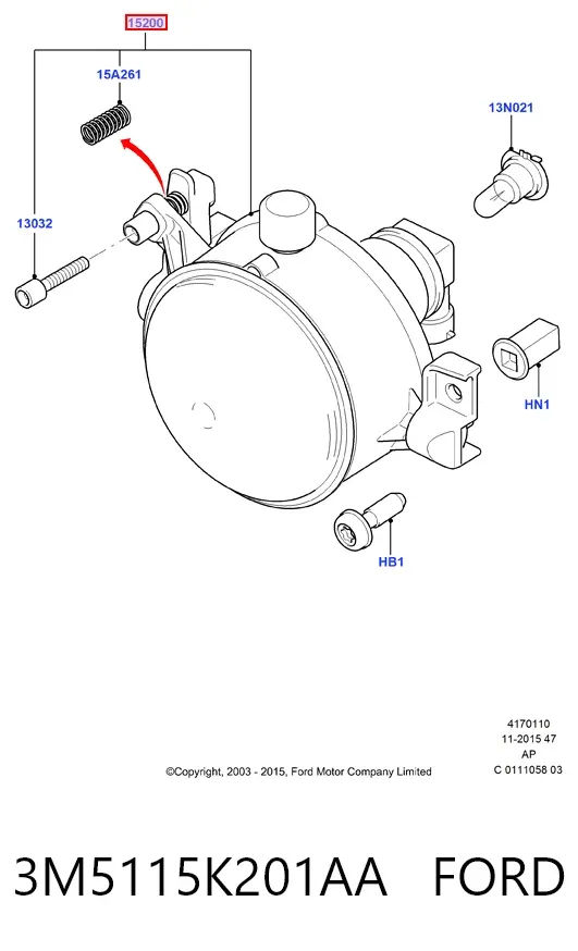 Lampa przeciwmgielna prawa 3M5115K201AA Ford