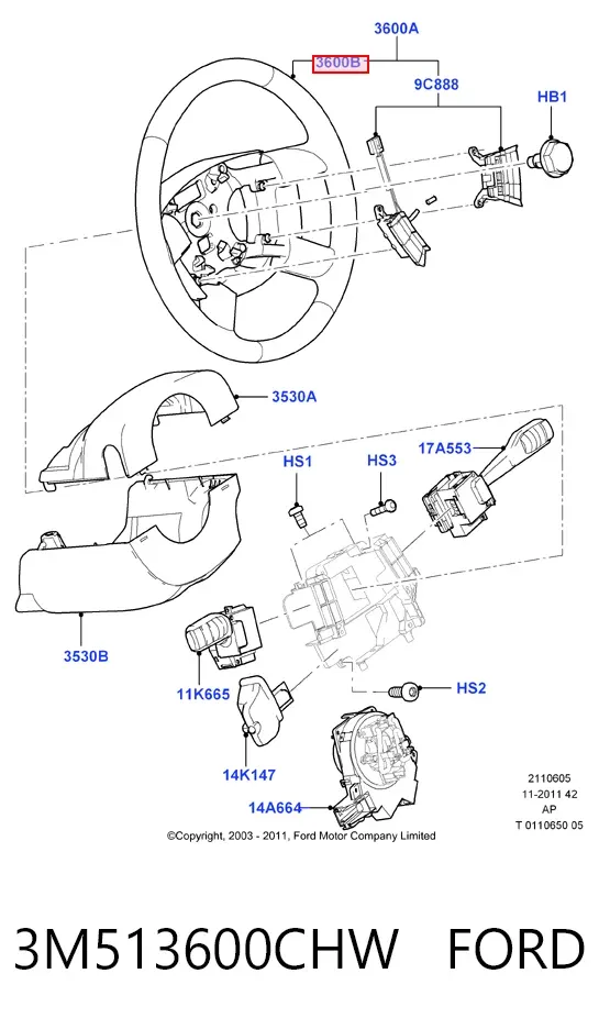 Kierownica Ford C-Max CB3