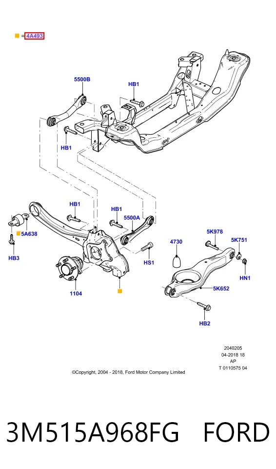 Wahacz (drążek) zawieszenia tylnego podłużny dolny prawy 3M515A968FG Ford