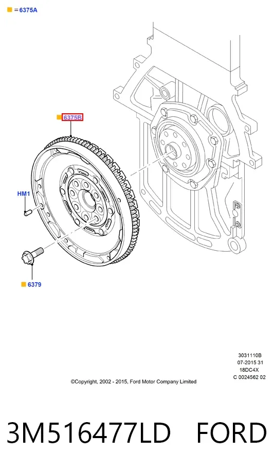 Koło zamachowe silnika 3M516477LD Ford