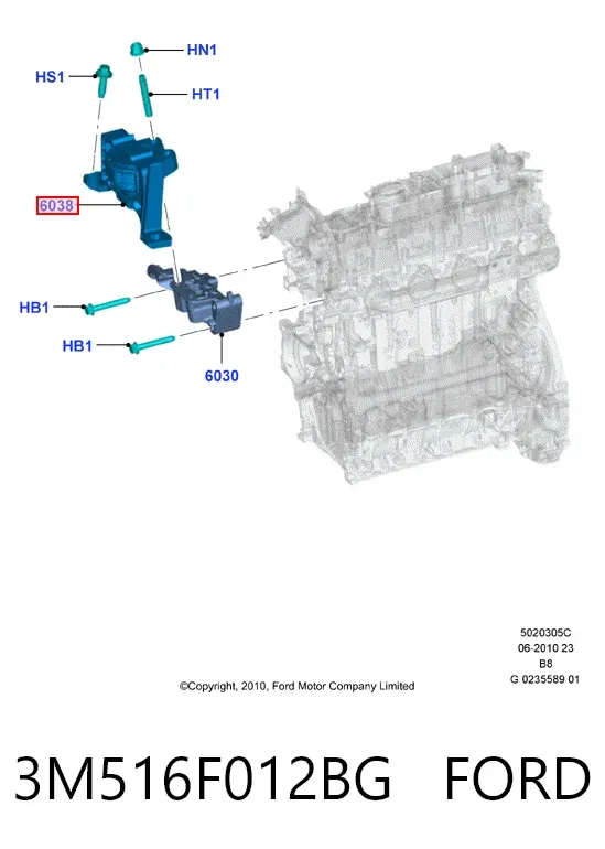 Poduszka (podpora) silnika prawa 3M516F012BG Ford