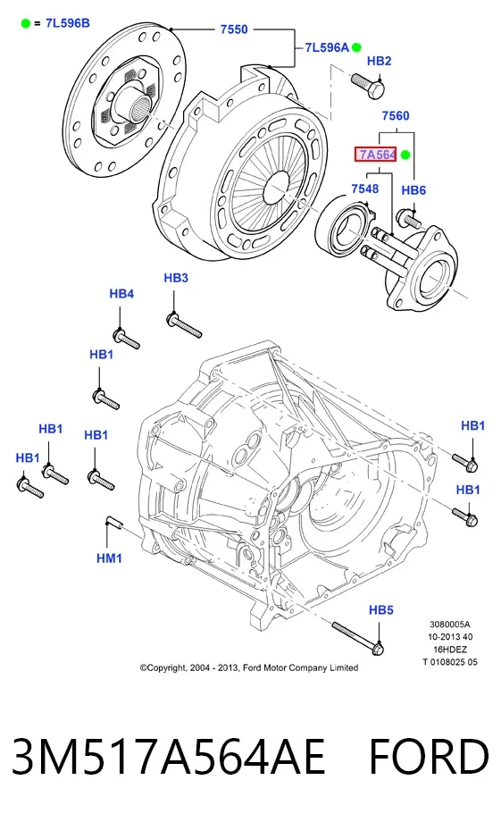 Cylinder roboczy sprzęgła (wysprzęglik) w komplecie z łożyskiem wyciskowym 3M517A564AE Ford