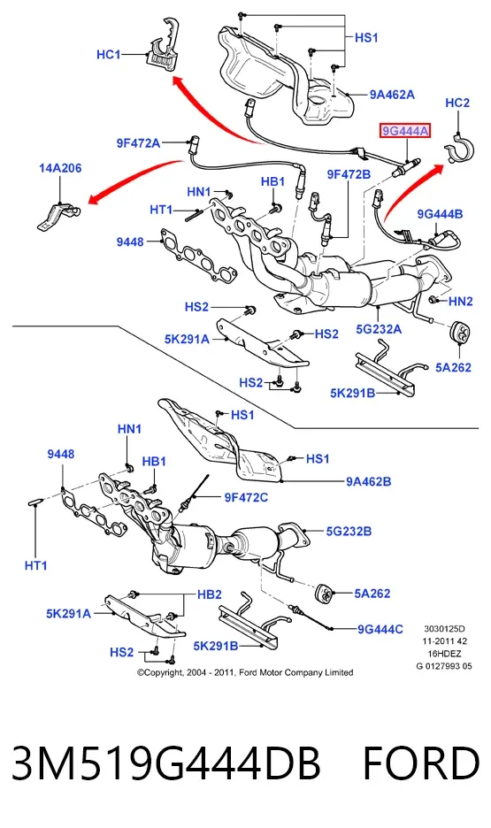 Sonda lambda czujnik tlenu przed katalizatorem 3M519G444DB Ford