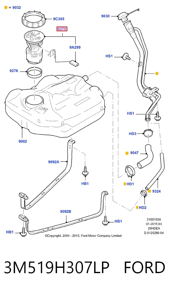 Moduł pompy paliwowej z czujnikiem poziomu paliwa 3M519H307LP Ford