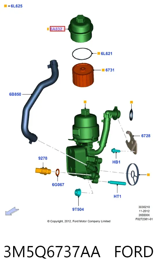 Pokrywa filtra oleju 3M5Q6737AA Ford