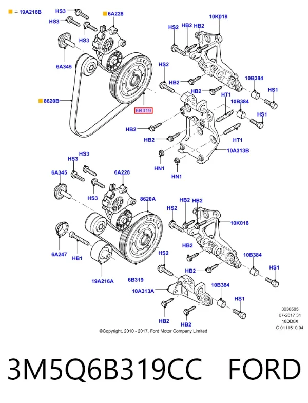 Koło pasowe wału korbowego 3M5Q6B319CC Ford