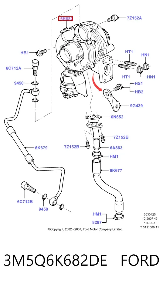 Turbina 3M5Q6K682DE Ford