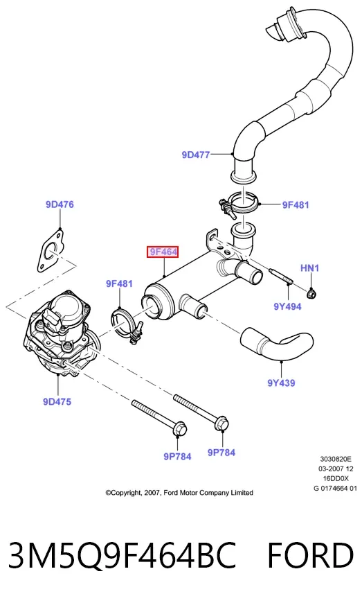 Chłodnica układu recyrkulacji spalin EGR 3M5Q9F464BC Ford