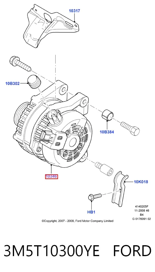 Alternator 3M5T10300YE Ford