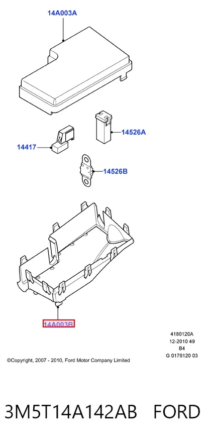Obudowa skrzynki bezpieczników 3M5T14A142AB Ford