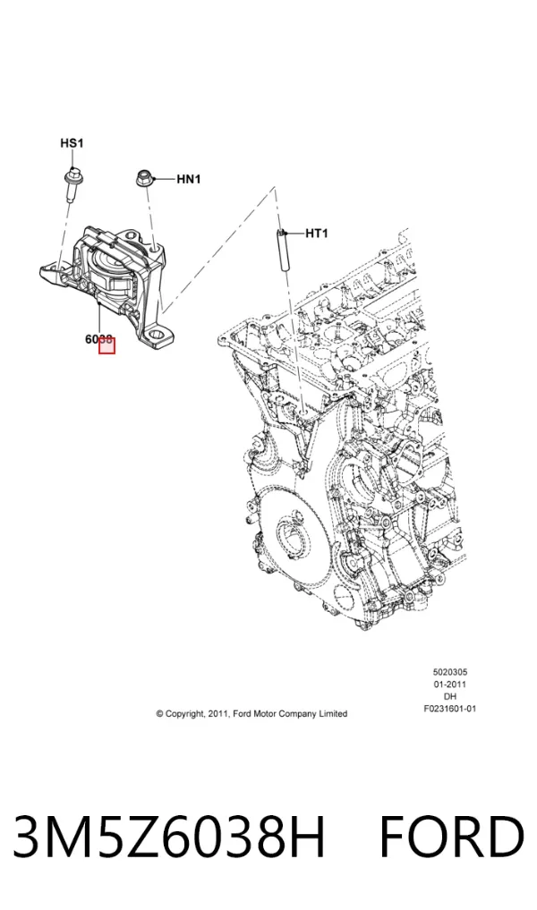 Poduszka (podpora) silnika prawa 3M5Z6038H Ford