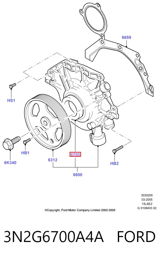 Uszczelniacz wału korbowego przedni 3N2G6700A4A Ford