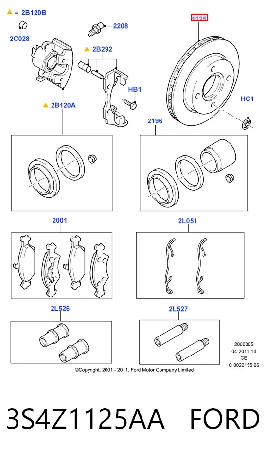 Tarcza hamulcowa przednia 3S4Z1125AA Ford