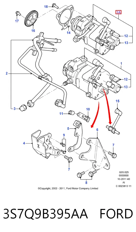 Pompa wtryskowa wysokiego ciśnienia 3S7Q9B395AA Ford